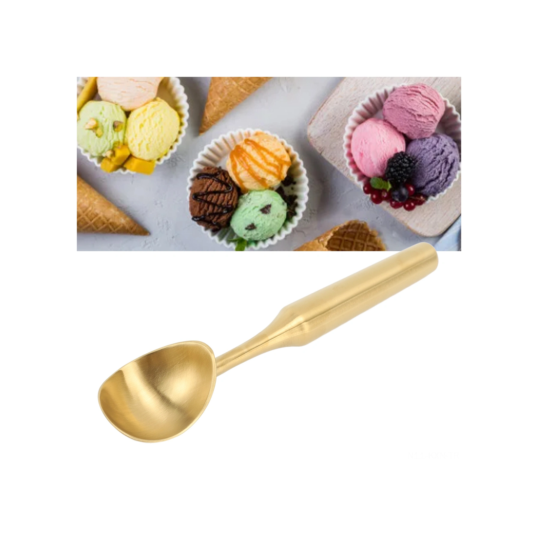 Kosona 304 Paslanmaz Çelik Dondurma Kaşığı: Uzun Saplı, Multifonksiyonel Topaklayıcı - Et, Kurabiye Hamuru Ve Meyve İçin Uygun Altın