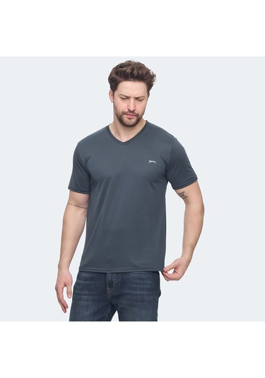 Slazenger KRAKKER Erkek V Yaka Antrasit Tişört