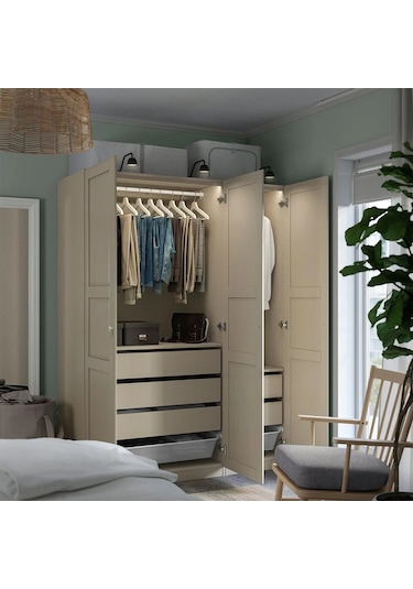 Ikea Gri Geniş Kapaklı Gardırop 150x60x201 Cm