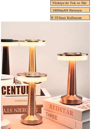 Gümüş Renkli Dekoratif Dokunmatik Masa Lambası Şarjlı Dim Edilebilir Renkli