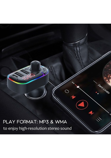 Skycity C12 Siyah Oto Bluetooth Fm Transmitörü - Usb Ve Type C Şarj Portları,免提 Arama, Müzik Çalar, 10v-24v, Bt 5.0