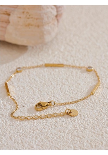 Altın Eetit 316l Paslanmaz Çelik Zirkon Ince Zincir Bileklik Bileklik Kadınlar İçin Yaz 2024 Basit Suya Dayanıklı Şık Takı Hediye Altın