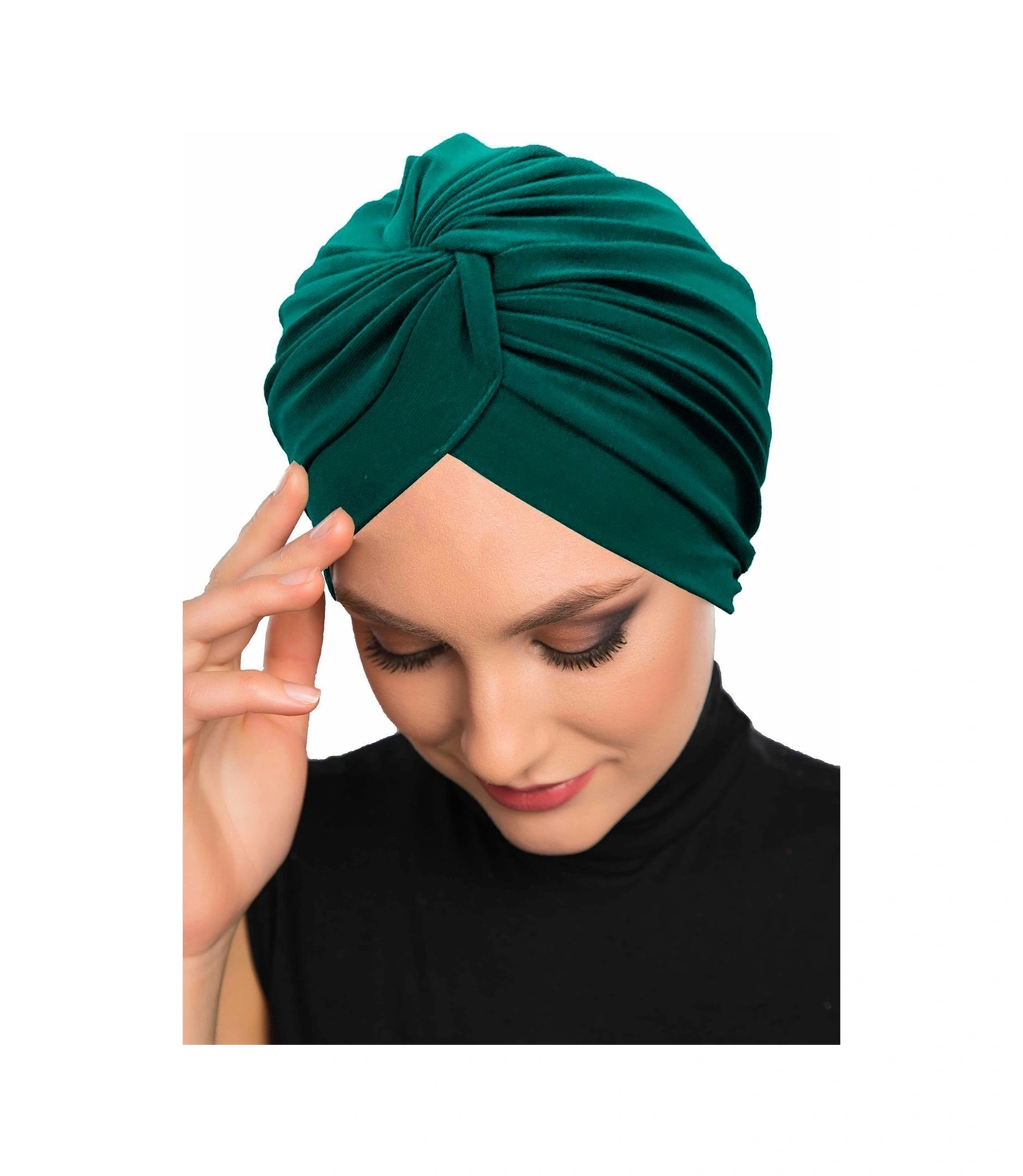 Çapraz Kancalı Yeşil Hazır Türban Tesettür Dış Ve Havuz Bonesi Hürrem