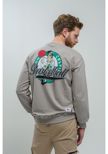 Celtics Önü Ve Arkası Baskılı Düşük Omuz Unisex Bisiklet Yaka Swe