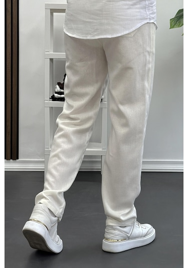 Edwoxmen Erkek Rahat Kesim Keten Pantolon Krem Edw138-krem Krem