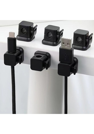 Homyl 6 Adet Manyetik Kablo Klipsi Kordon Organizatör Siyah