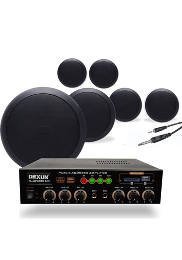 6 Lı Siyah Tavan Hoparlörlü Ses Sistemi Mağaza Kafe Ofis Müzik Sistemi