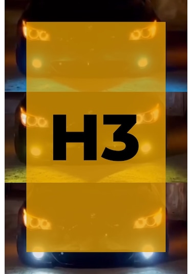 H3 - 3 Renk Xenon Şimşek Etkili 3 Renk Deli Mavi - Sarı- Kristal Beyaz Led Zenon Led Xenon