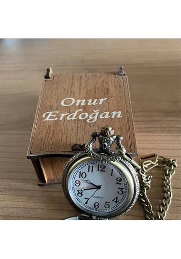 Kişiye Özel Retro Tasarımlı Quartz Tren Kabartmalı Zincirli Köste