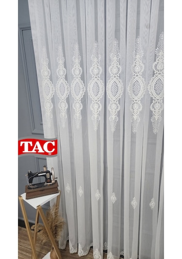 Nakışlı Kort Damask Salon Model Tarz Tasarım Ultra Exculusive 3 Kat Pileli Tül Perde Kortultrabyz