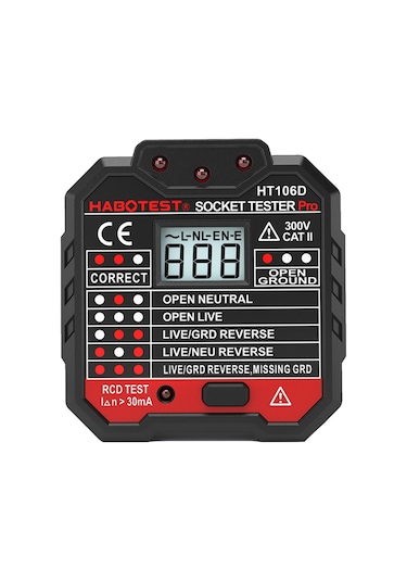 Springsun Habotest Kaçak Akım Test Cihazı - Otomatik Faz/nötr/toprak Testi, Polarite Dedektörü, Devre Kesici Bulucu