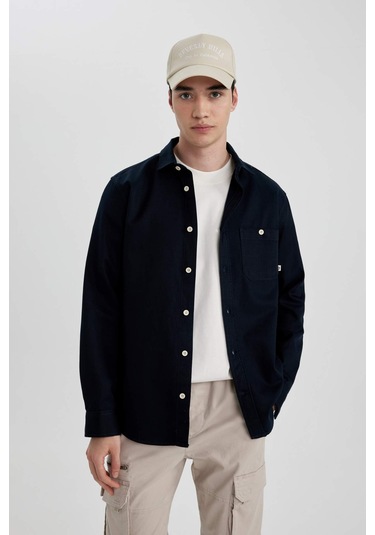 DeFacto Regular Fit Tensel Basic Düz Uzun Kollu Gömlek B3670AX24SPNV239