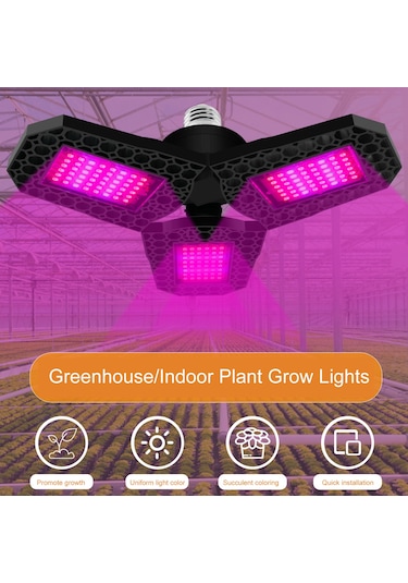 Konesam Yaprak Desenli Çift Katlı Led Bitki Büyüme Lambası, Kırmızı-mavi Spektrum, 144 Led, Seracılık Fide Yetiştirme Için Uygun Gösterildiği Gibi