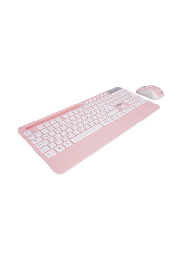 Everest Km-9676 Beyaz/pempe Multimedya Tablet-telefon Standlı Klavye + Mouse Set Optik