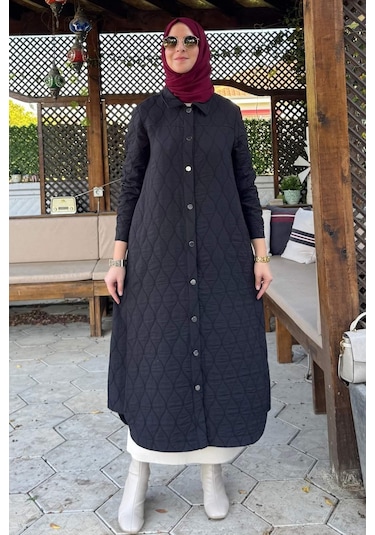 Rabia Şamlı Elmas Kapitone Kap Siyah Çok Renkli