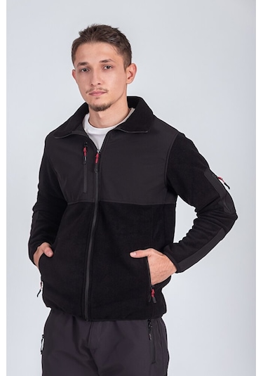 Softshell Erkek Garnili Polar Siyah