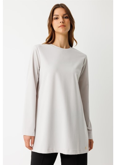 Esswaap Tencel Kumaş Uzun Kollu Tshirt Taş Taş