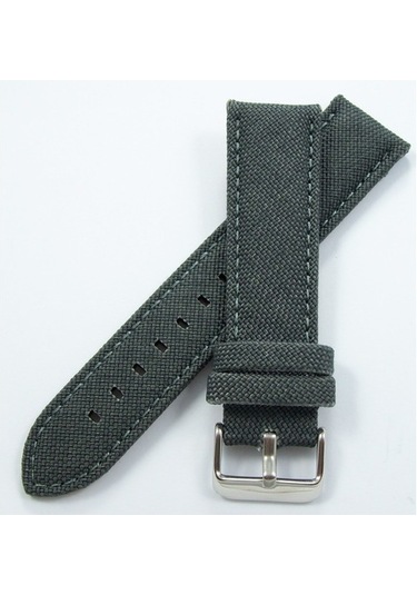 Bizon Koyu Gri Kumaş Saat Kordonu 20Mm Dokuma Spor Perlon Kayışı