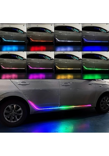 Xuweiwei 1 Set 2si 1 Arada Koşu Tahtası Işığı Neon Araba Şerit Işıkları Dreamcolors Kapı Etekleri Suv Kamyonlar İçin Otomotiv Aydınlatma Aksesuarları