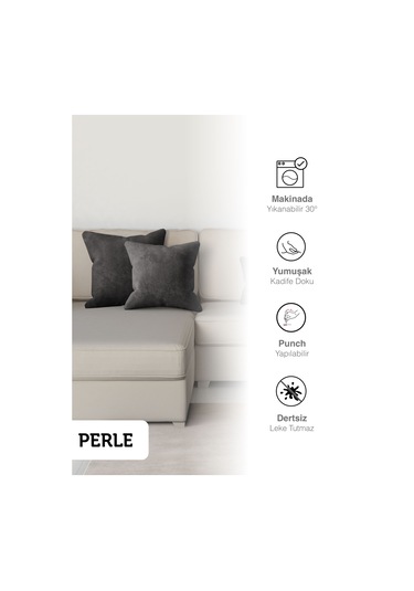 Br Perle Home Daily Series Gri Renk Kırlent Yastık Kılıfı Gri