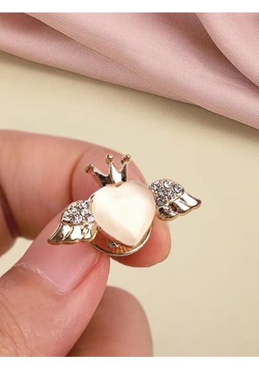 Olfil Broş-mini Kalp Melekler Kraliyet Tarzı 183689974 Sıcak Bej