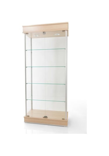 40x80xH175, Camlı Vitrin, Koleksiyon-Teşhir Vitrini, Acmv80Meşe