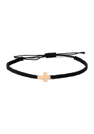 Altınsepeti Ipli Siyah Örme Rose Altın Haç Bileklik As366Blm3 Altınsepeti Pembe Altın