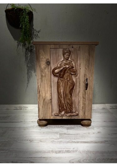 Hygieia Şifa Tanrıçası Ahşap Oyma Komodin Mitolojik