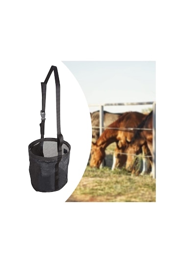 Homyl At Yem Torbası File Nefes Alabilen Güçlendirilmiş Siyah Siyah