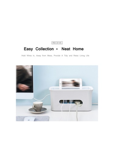 Suofeng Gri Gövde Beyaz Kapaklı Büyük Boy Kabloları Düzenleyici Kutusu - Isı Dağıtımı Ve Çocuk Dostu Tutanaklı Organizer