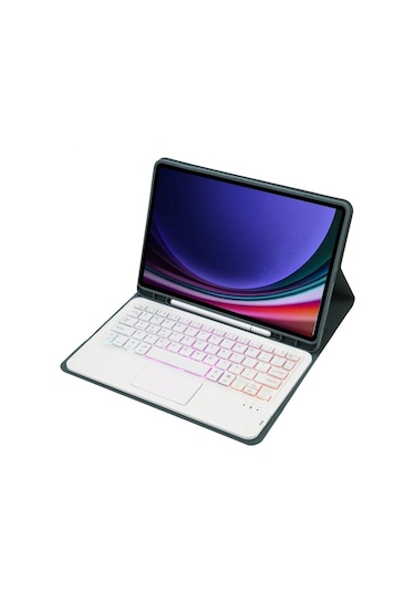 Samsung Uyumlu Galaxy Tab S9 Dokunmatik Arka Işık Bluetooth Klavye Deri Tablet Kılıfı Kalem Tutuculu