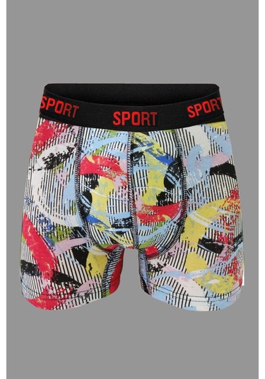 Erkek Desenli Premium Penye Pamuklu Likralı Boxer - 10'lu Set Vk-10'lu Desenli Set