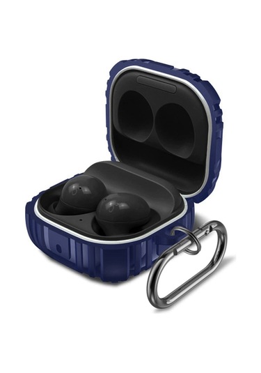 Samsung Galaxy Buds 2 - Buds Pro - Buds 2 Pro Uyumlu Darbe Emici Sert Silikon+ Askılık Lacivert