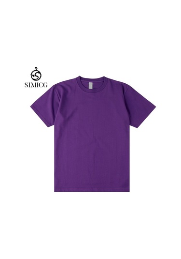 Yeni Japon Ağır Sıklet Düz Renkli Pamuklu Kısa Kollu Mor Mor