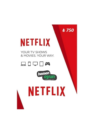 Hemen Oyun Netflix 750 Tl Hediye Kartı