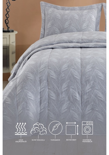 Elart Stil Yatak Örtüsü Elyaflı 270x260 Cm Gri Gri