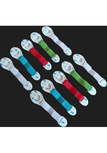 Demet Home Uzunluk Ayarlı Çocuk Çekmece Dolap Emniyet Kilidi Çok Renkli 10'lu Çok Renkli