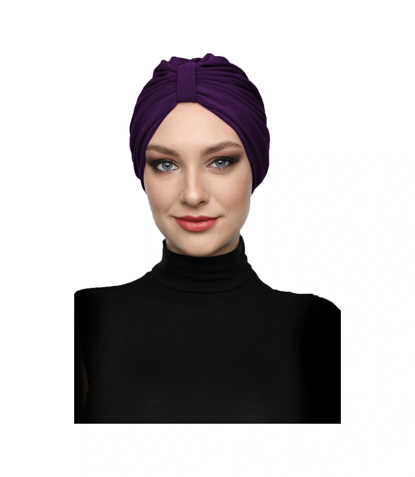 Kelebek Astarlı Mor Hazır Türban Tesettür Havuz Bonesi Mor