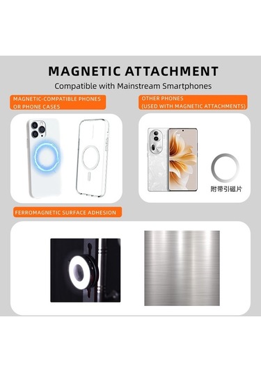 Tongxida Magnetik Dolgu Işığı, Selfie Işığı, Güç Bankası, Magsafe Uyumlu, Dönme Stand, Beyaz Beyaz