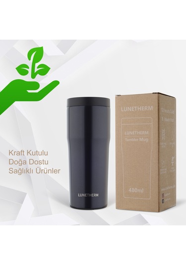 Lunetherm Sızdırmaz Vakumlu Çıft Katmanlı Bardak Termos -Lacivert