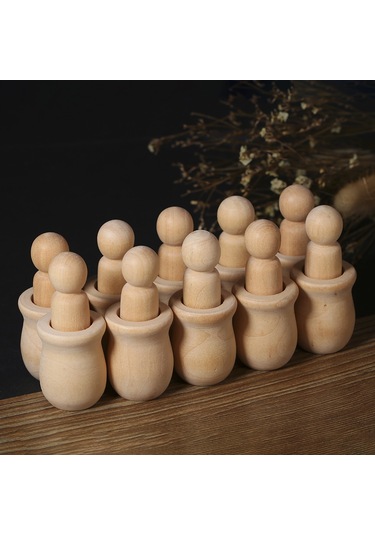 Fosenze 10'lu Ahşap Bebek Seti - Dıy Boyama Ve Dekorasyon İçin El Yapımı Oyuncak Diğer