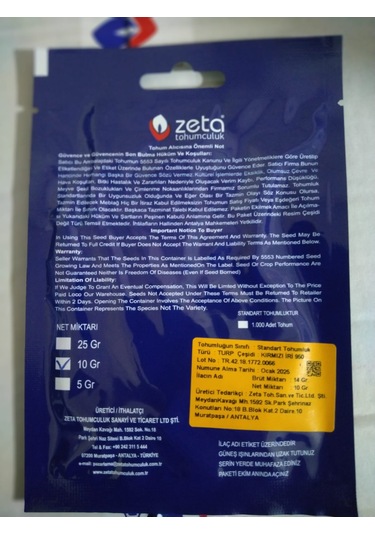 Turp Tohumu 10 Gr Kırmızı Iri