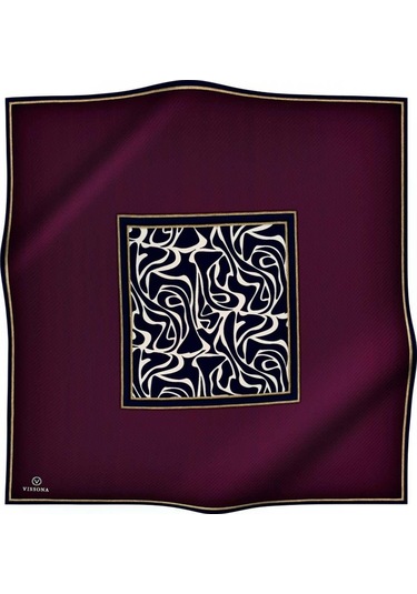 Vissona Lacivert-mürdüm Zebra Desenli Tivil İpek Eşarp 17536-33-18