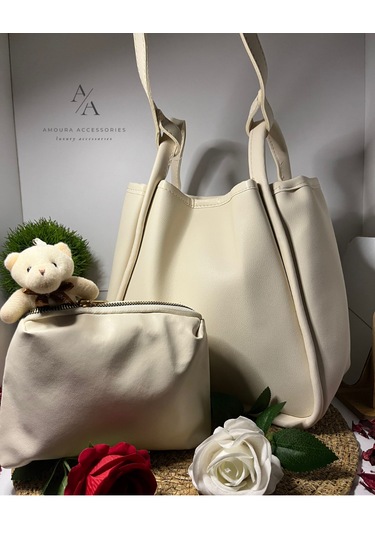 Hediyeli Büyük Anne Çantası Krem - Bej