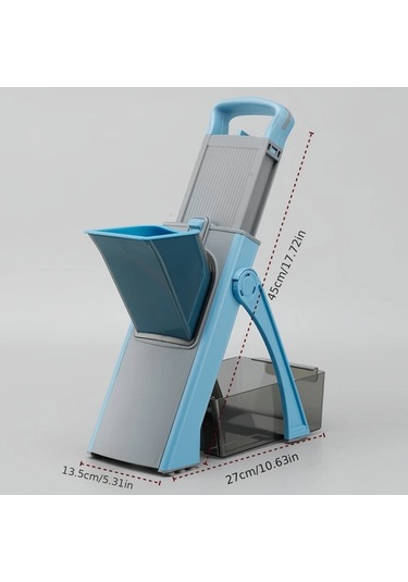 Dashanshop Ayarlanabilir Manuel Sebze Dilimleyici Ve Doğrayıcı Blue - Paslanmaz Çelik Bıçaklar Dayanıklı Plastik Patates Salata Kesme Aleti 1 Parça