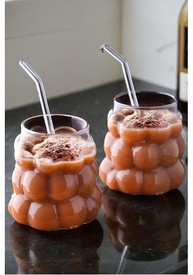 Üzüm Kabartmalı Isıya Dayanıklı Pinterest Borosilikat Cam Bardak 2 Adet