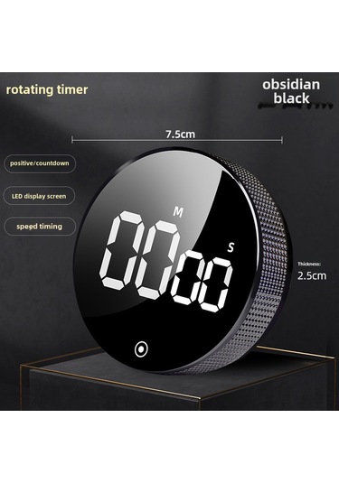 Symbee Yeni Model Dönüştürülebilir Lastikli Mıknatıslı Zamanlayıcı - Mutfak, Fırınlama, Çalışma Ve Dışarıda Kullanım İçin Yuvarlak Taksimetre Platin Siyah