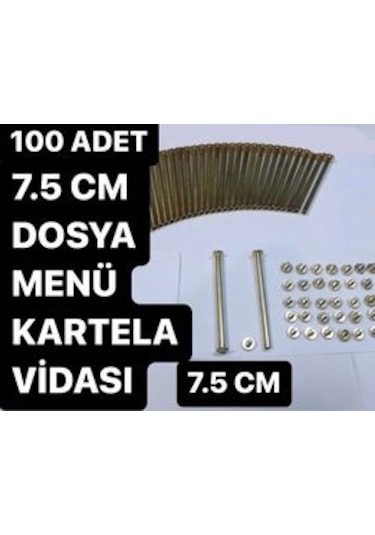 7.5 CM SARI DOSYA MENÜ KARTELA PLEKSİ VİDASI DIŞ ÇAP 5 MM