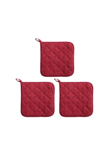 Kırmızı 3 Adet Mutfak Tencere Tutucular Placemats Kolay Temizlenebilir Yeniden Kullanılabilir Isıya Dayanıklı Fırın Tencere Tutucular