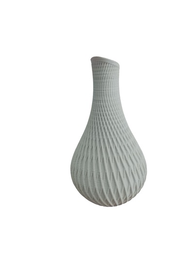 3d Baskı Dekoratif Vazo 18 Cm Pla Malzeme Beyaz